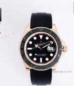 Super Clone Rolex Yachtmaster Swiss 3235 Watch 40MM Rose Gold Oysterflex Strap